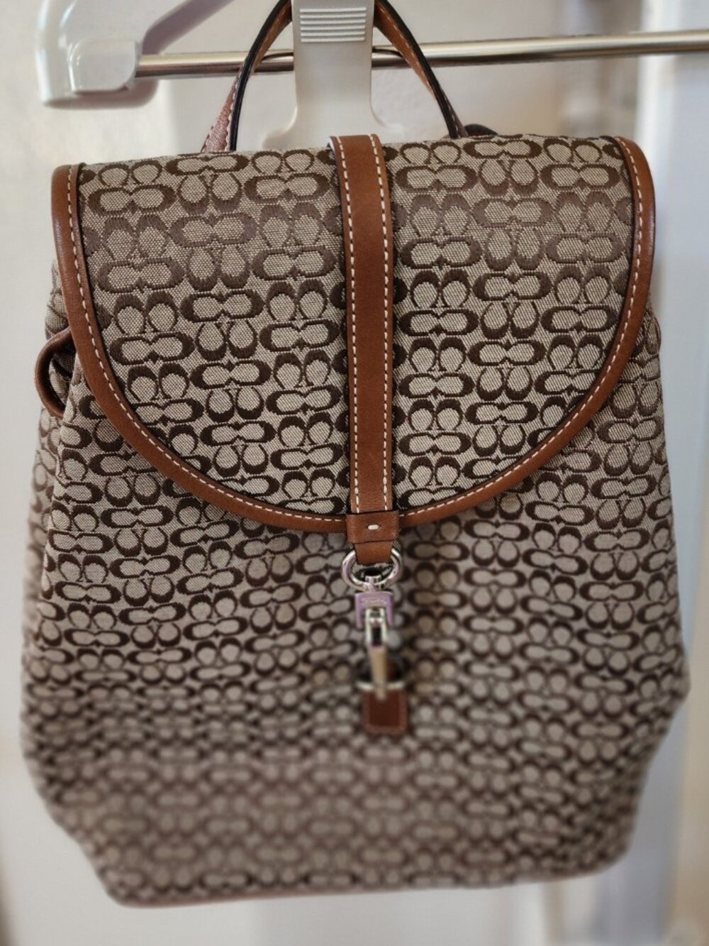 Vintage COACH Legacy Signature Backpack Model 6342 Monogram Canvas Leather Trim